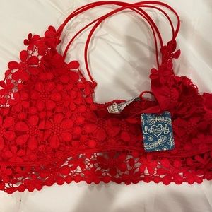 Red lace bandeau Free people NWT